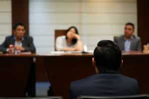 Man at immigration court. Facing Removal Court