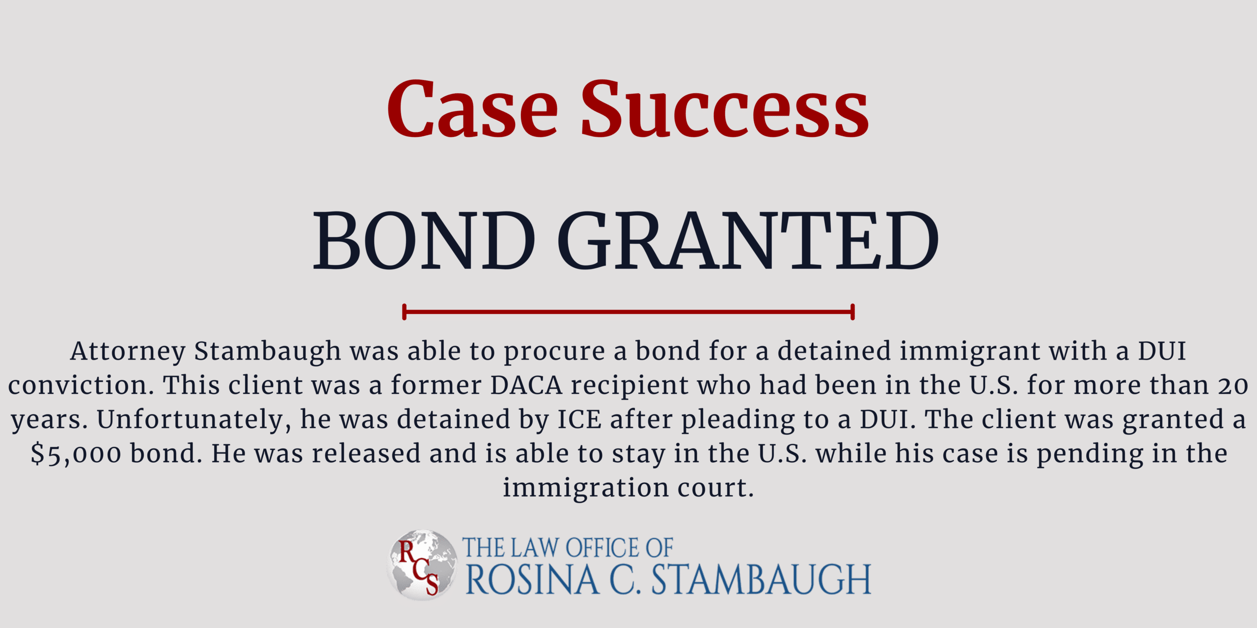 Immigration bond case success